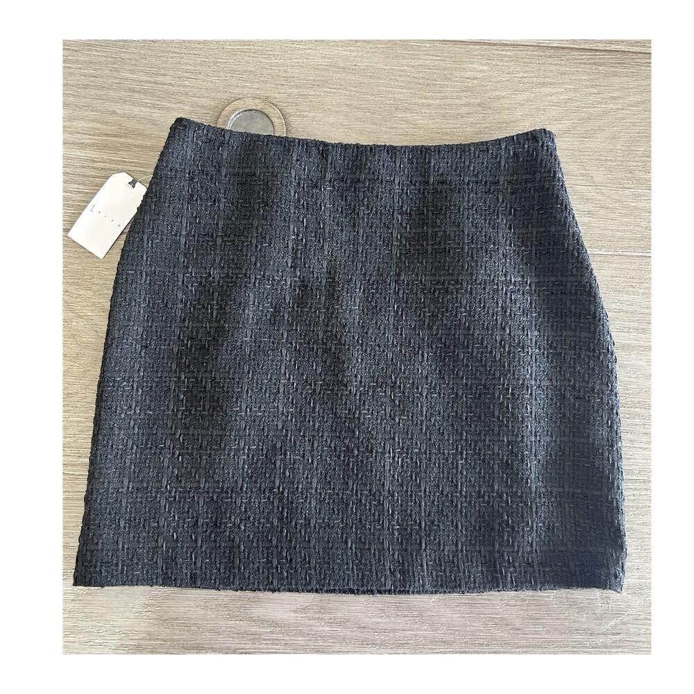 Leith Black Tweed High Rise Mini Skirt Straight Pencil Women's Size XS